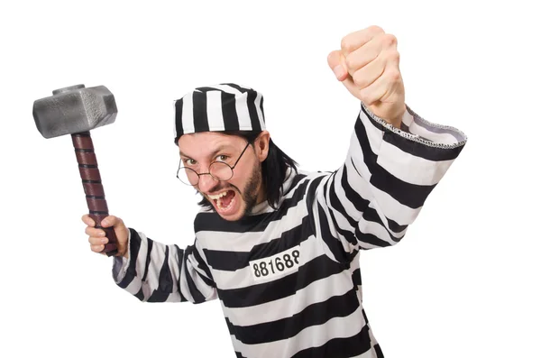 Prison inmate with hammer — Stock Photo, Image