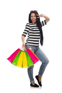 Alışveriş çantalı kadın.