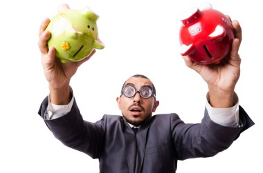 komik adam onun piggy banka kırma