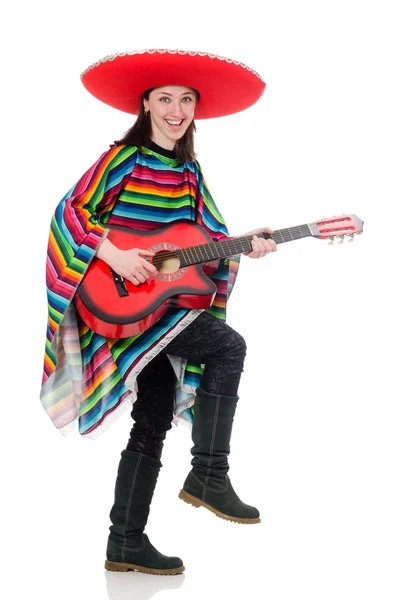 Menina mexicana bonita em pocho vívido isolado em branco — Fotografia de Stock