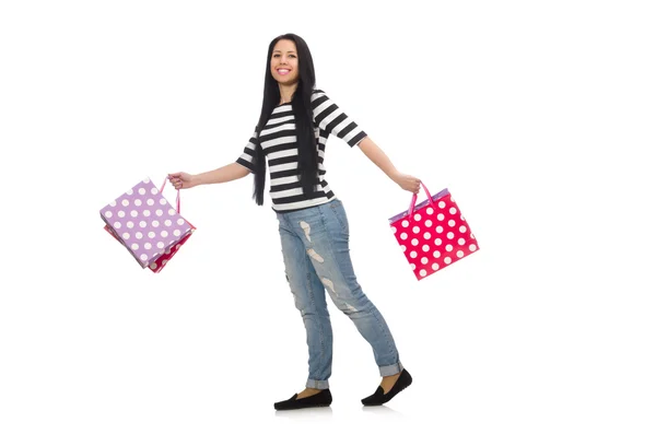 Femme avec sacs à provisions — Photo