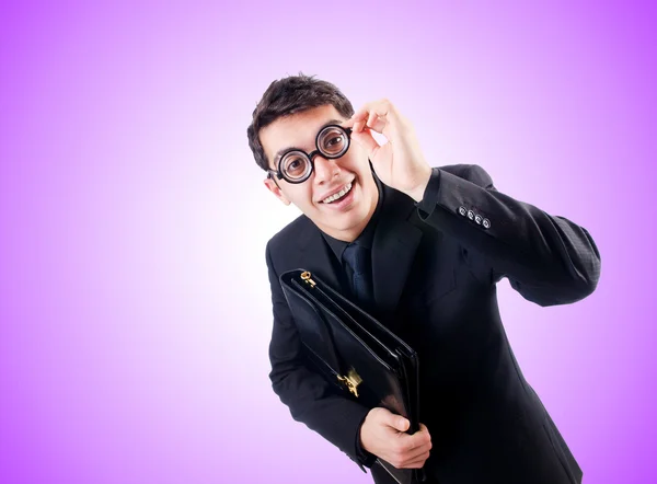 Nerd businessman against the gradient — Stock Photo, Image