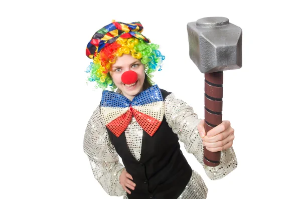 Weiblicher Clown isoliert auf weiß — Stockfoto