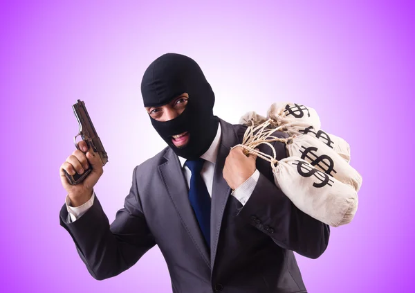 Gangster silah ve para ile — Stok fotoğraf
