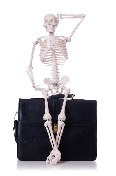 Skelet met koffer — Stockfoto