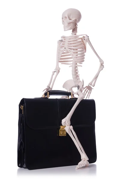 Skelet met koffer — Stockfoto
