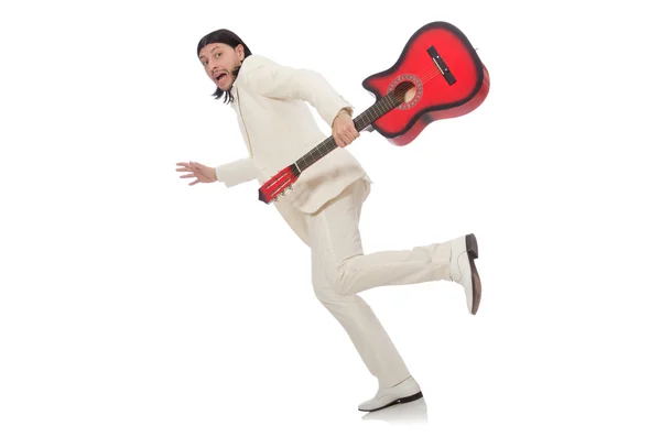 Hombre con guitarra aislado en blanco —  Fotos de Stock