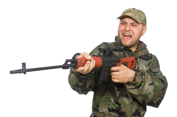 Joven con uniforme de soldado — Foto de Stock