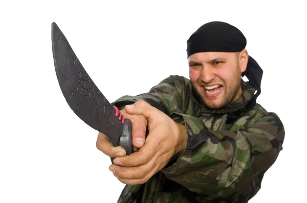 Joven con uniforme de soldado — Foto de Stock