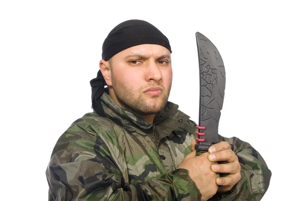 Joven con uniforme de soldado — Foto de Stock