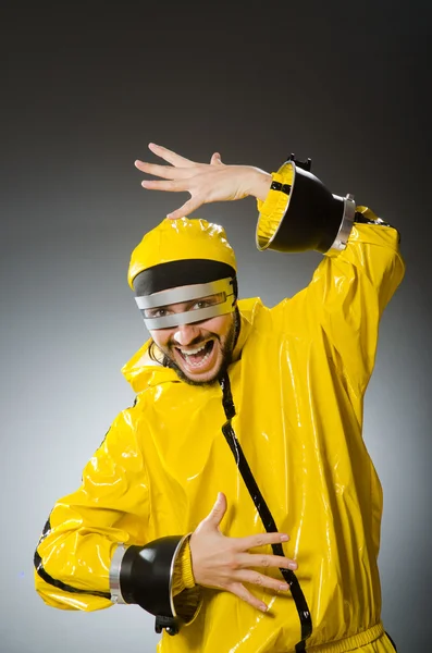 Man wearing metal glasses in techno concept — Stock Photo, Image