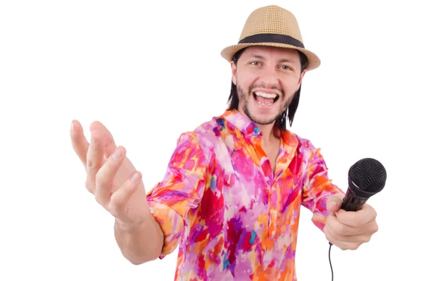 Homem de camisa colorida isolado em branco — Fotografia de Stock