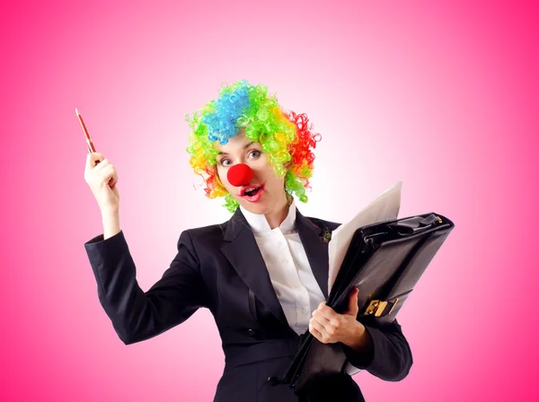 Clown donna in abito da lavoro — Foto Stock