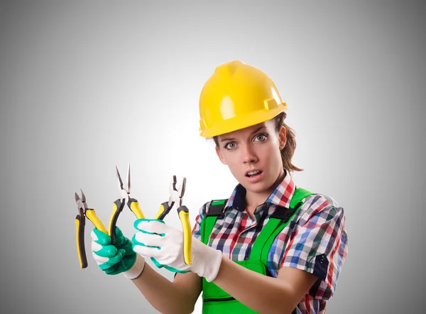 Woman worker against the gradient — Stock Photo, Image