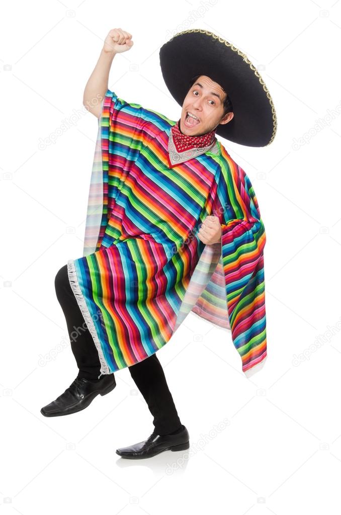 Funny mexican wearing poncho