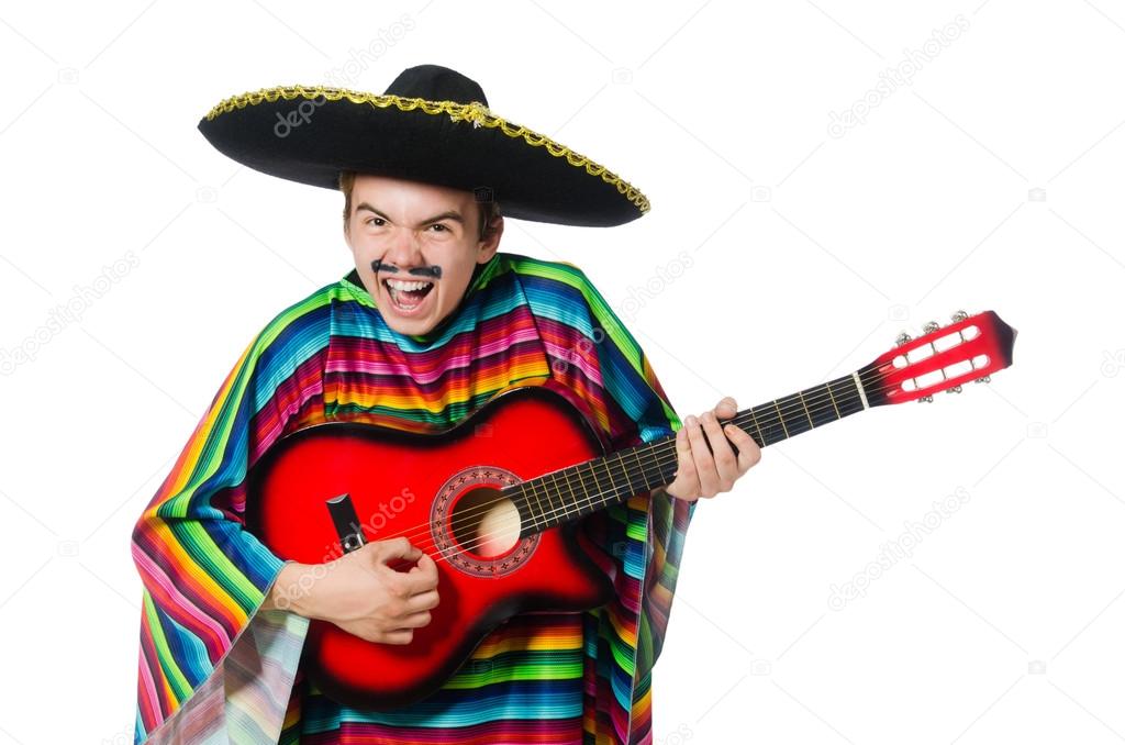 Funny mexican wearing poncho