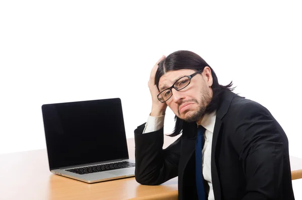 Uomo d'affari nel concetto di business isolato su bianco — Foto Stock