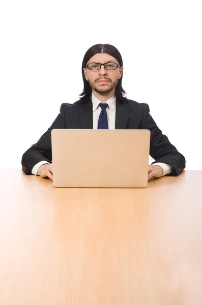 Empresário no conceito de negócio isolado em branco — Fotografia de Stock