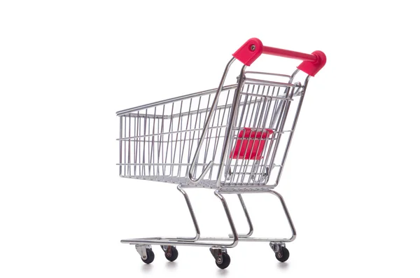 Shopping supermarket trolley isolated on the white — Stock Photo, Image