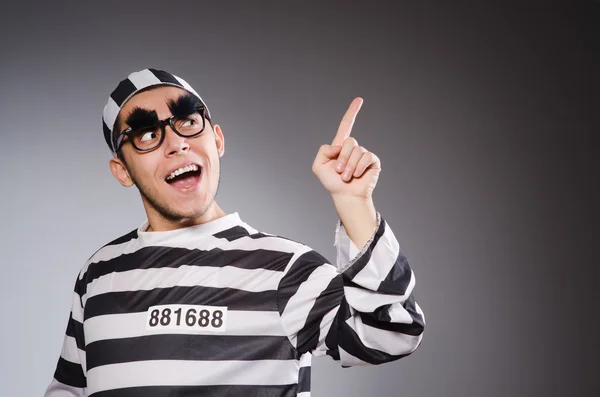 Funny prisoner isolated on gray — Stock Photo, Image