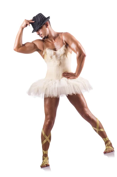 Mann im Tutu führt Balletttanz auf — Stockfoto