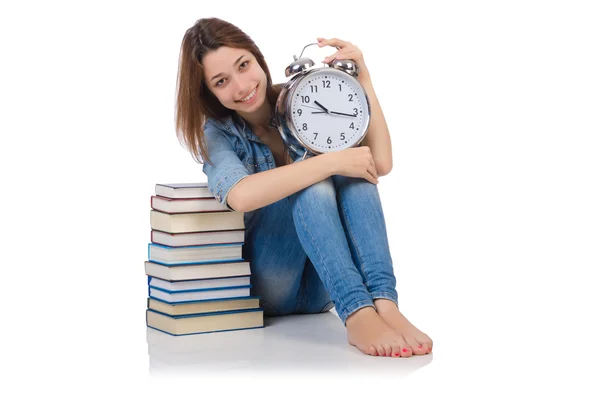 Student girl trying to meet her studying deadlines — Stock Photo, Image