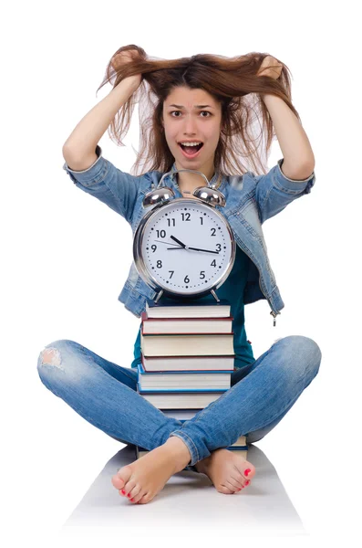 Student girl trying to meet her studying deadlines — Stock Photo, Image