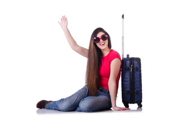 Jovem mulher se preparando para férias de verão — Fotografia de Stock