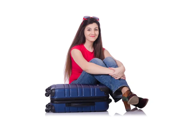 Jovem mulher se preparando para férias de verão — Fotografia de Stock