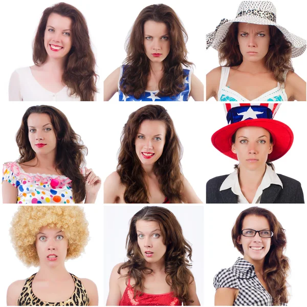 Collage de muchas caras del mismo modelo — Foto de Stock