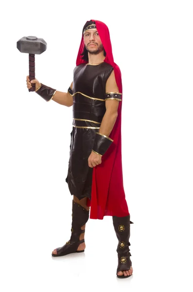 Gladiator with hammer isolated on white — Stock Photo, Image