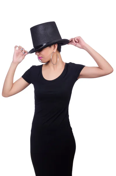 Woman wearing hat isolated on white — Stock Photo, Image