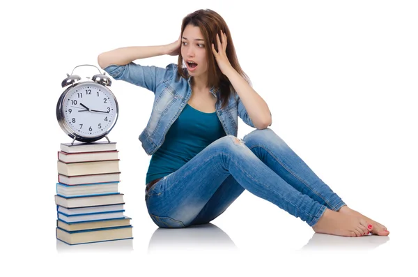 Student girl trying to meet her studying deadlines Stock Photo