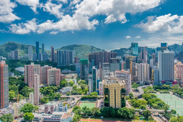 Weergave van Hong Kong tijdens zonnige dag — Stockfoto