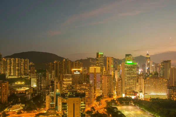 Vista de Hong Kong durante el atardecer — Foto de Stock