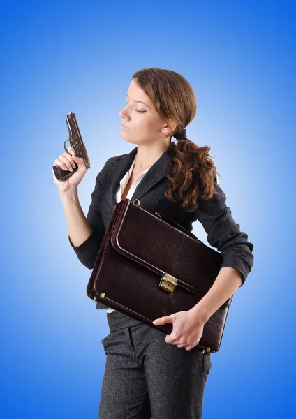 Woman businewoman with hand gun — Stock Photo, Image