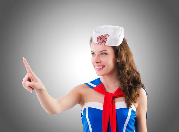 Young woman sailor in marine concept — Stock Photo, Image