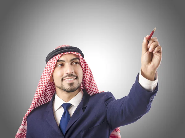 Arab man pressing virtual buttons — Stock Photo, Image