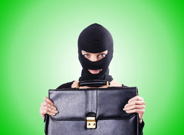 Industrial espionage concept with person in balaclava — Stock Photo, Image