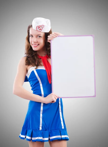 Young woman sailor in marine concept — Stock Photo, Image