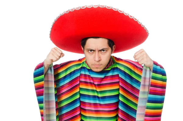 Grappige Mexicaanse dragen poncho geïsoleerd op wit — Stockfoto