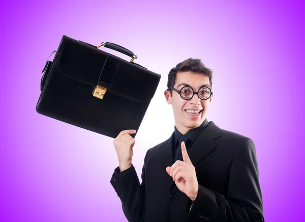 Nerd businessman against the gradient — Stock Photo, Image