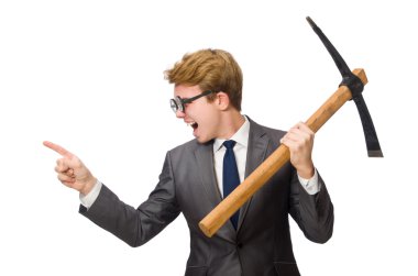 Silahlı genç iş adamı beyazlara izole edildi.