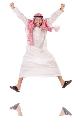 Arap işadamı üzerinde beyaz izole atlama