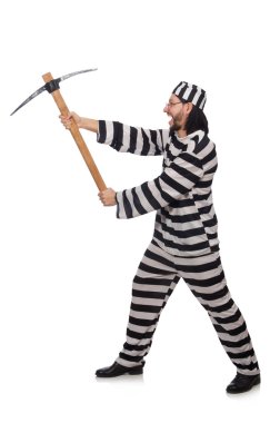 Hapishane tutuklu beyaz izole balta ile