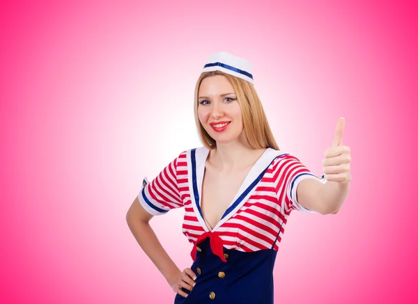 Donna in costume da marinaio - concetto marino — Foto Stock