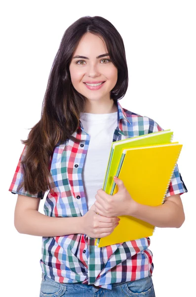Öğrenci kız beyaz kitapları ile — Stok fotoğraf