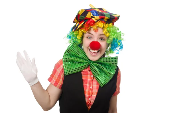 Kvinnlig clown isolerad på vitt — Stockfoto