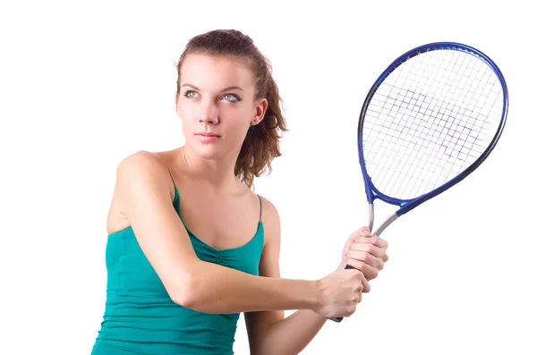 Woman tennis player isolated on white — Stock Photo, Image