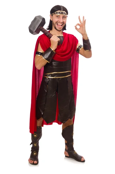 Gladiator mit Hammer isoliert auf weiß — Stockfoto